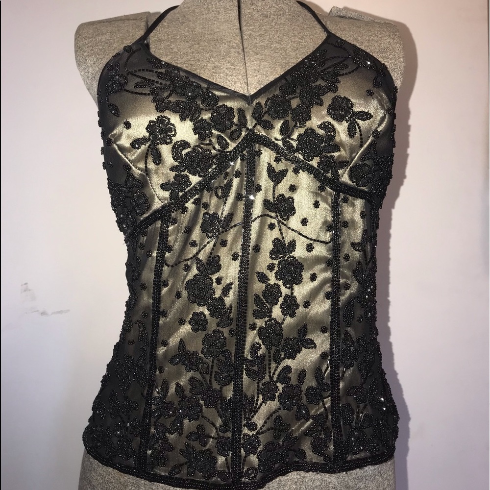 🍒CAMI International beaded halter top Size 10🍒